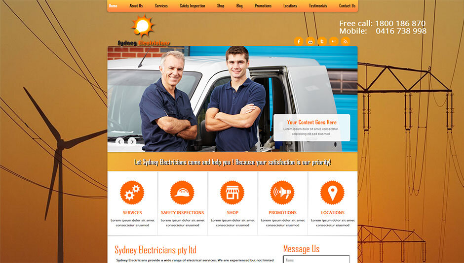 Sydney-Electricians-Website-Design